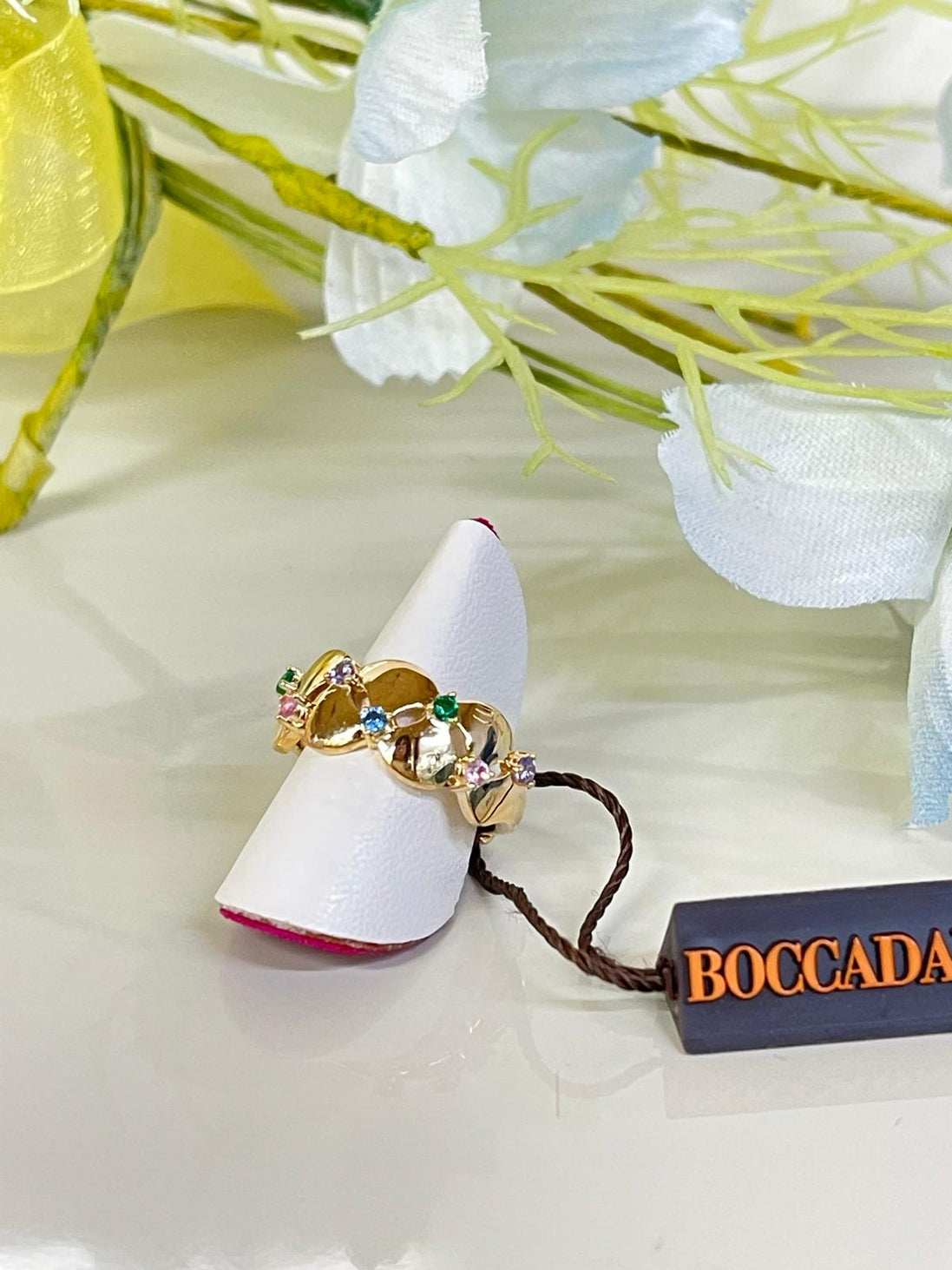 anello in argento dorato con Swarovski Boccadamo