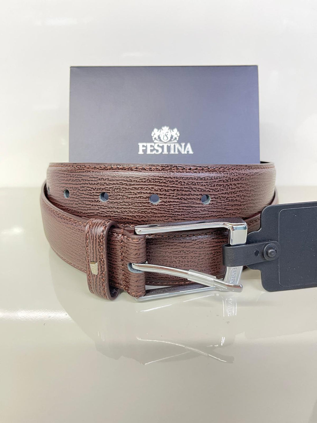 cintura in pelle da uomo marrone Festina