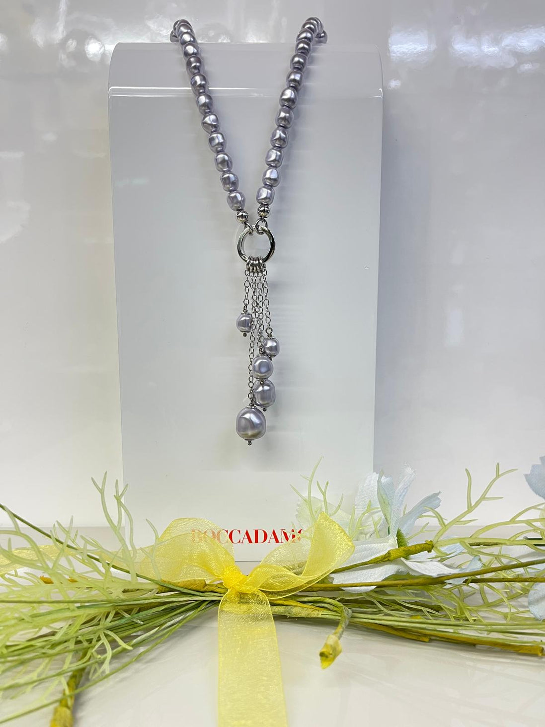 collana perle grigie Swarovski argento Boccadamo