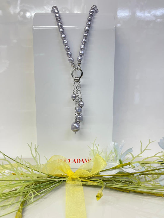 collana perle grigie Swarovski argento Boccadamo
