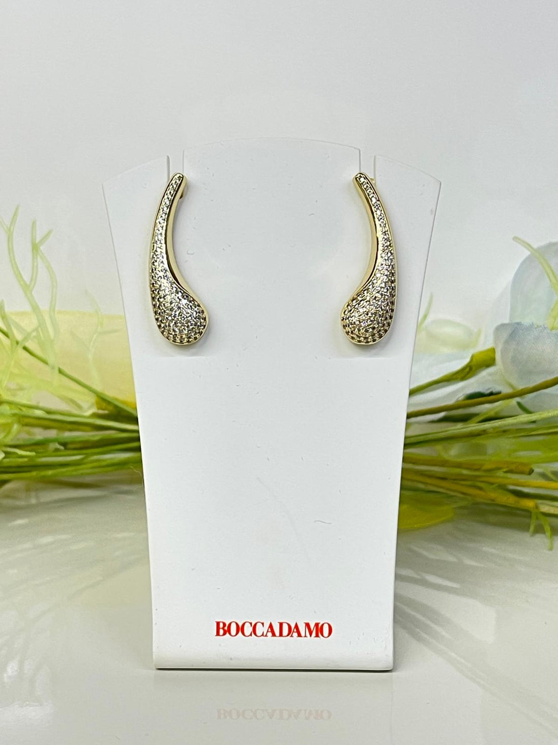 orecchini dorati con Swarovski Boccadamo