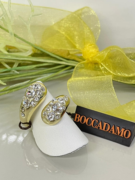 anello in acciaio dorato con Swarovski Boccadamo