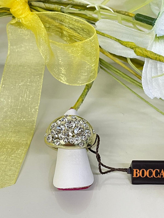 anello in acciaio dorato con Swarovski Boccadamo