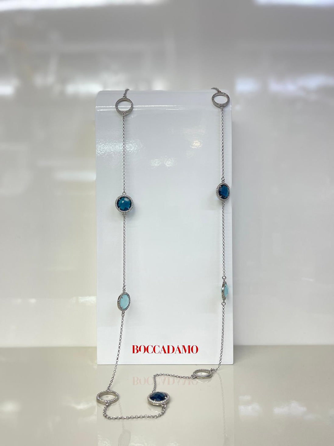 collana lunga in acciaio con Swarovski Boccadamo