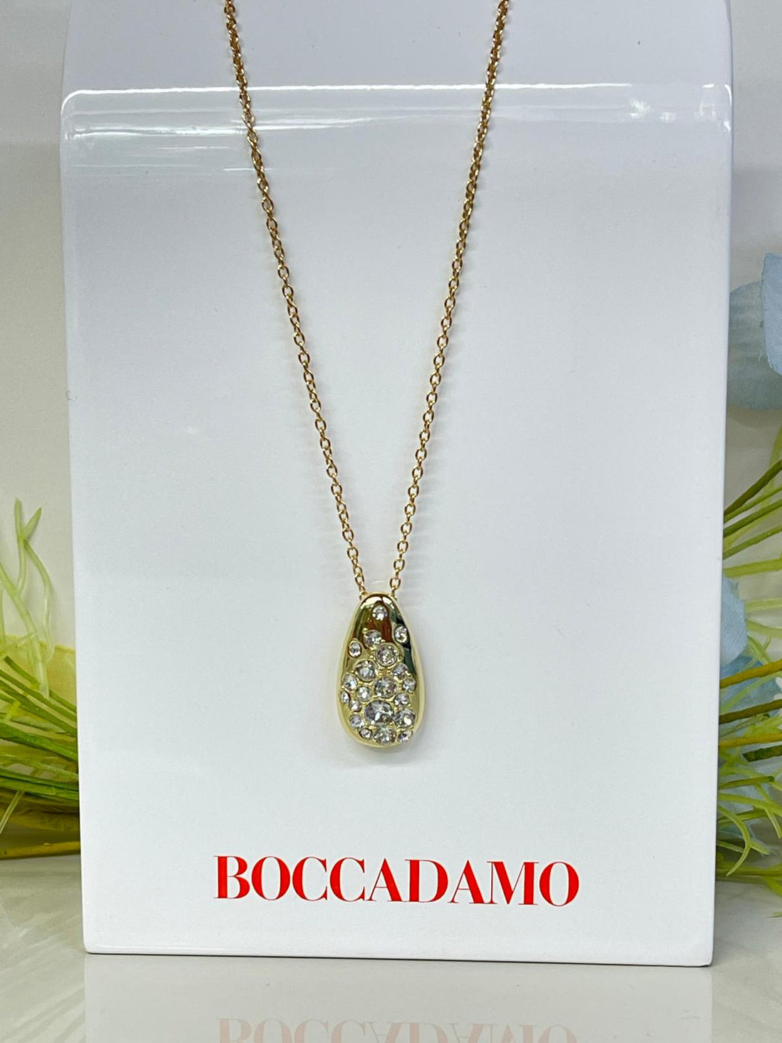 Collana in acciaio dorata con Swarovski Boccadamo