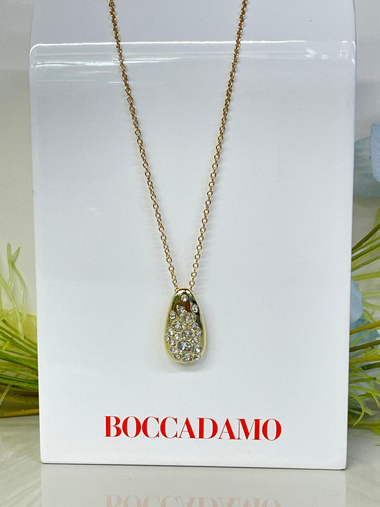 Collana in acciaio dorata con Swarovski Boccadamo