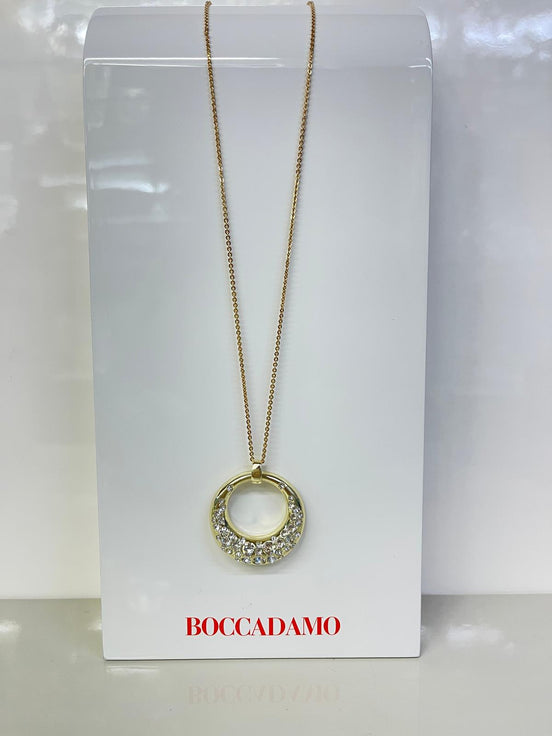 Collana lunga in acciaio dorata con Swarovski Boccadamo