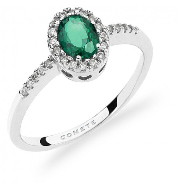 Anello con diamanti e smeraldo in oro 18kt-Comete