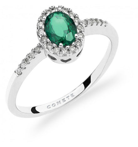 Anello con diamanti e smeraldo in oro 18kt-Comete
