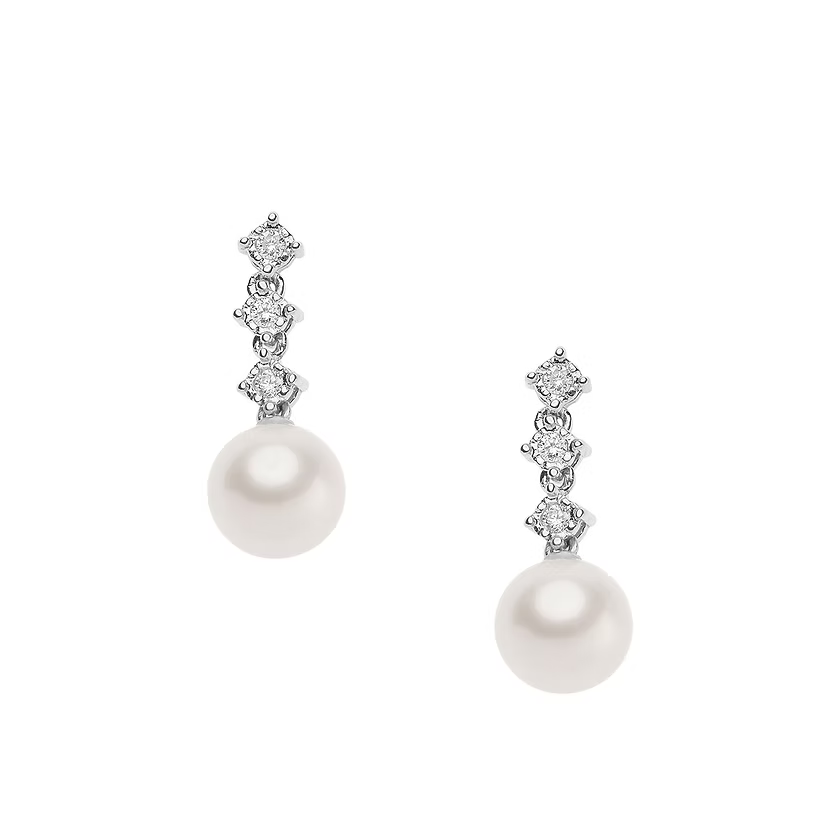 Orecchini in oro con perle e diamanti