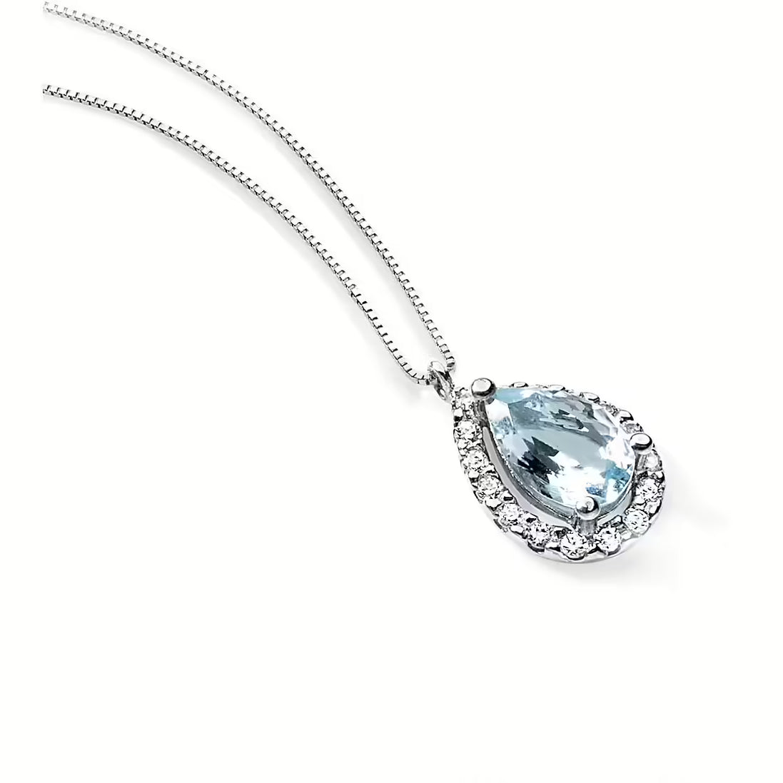 Collana in oro brillanti e topazio azzurro