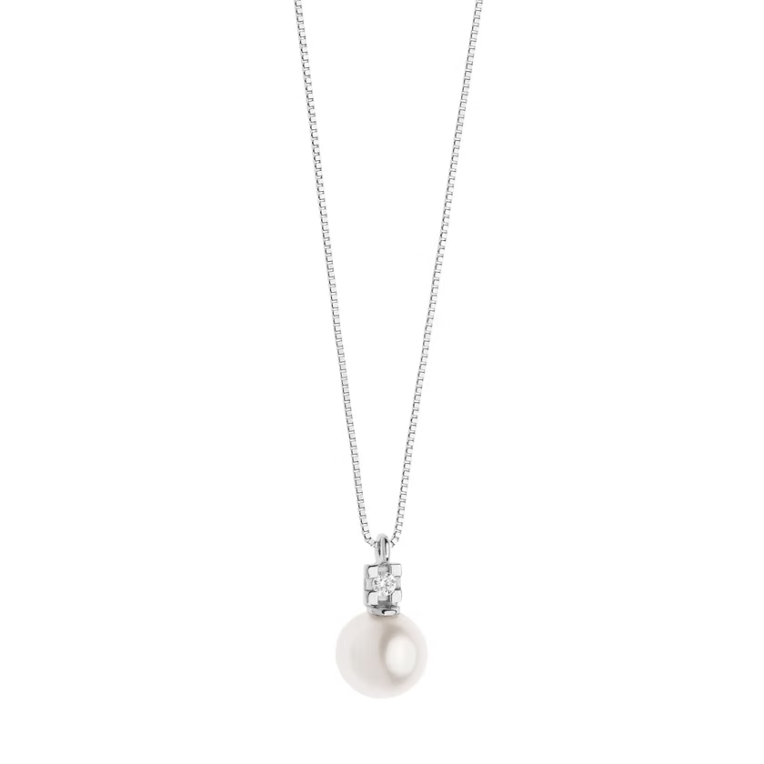 Collana in oro con perle e diamanti