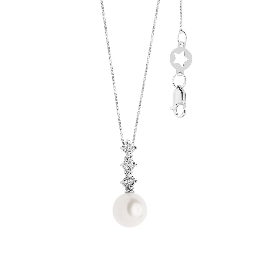 Collana in oro con perle e diamanti