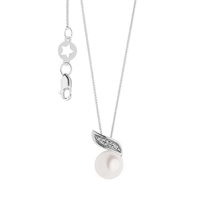 Collana in oro con perle e diamanti